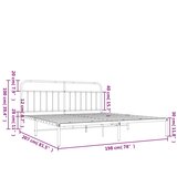  Metalni okvir za krevet s uzglavljem crni 193x203 cm | shoptok.hr