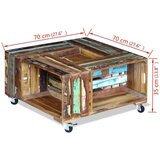  Stolić za kavu od masivnog obnovljenog drva 70 x 70 x 35 cm | shoptok.hr
