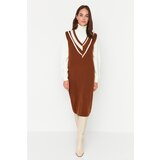Trendyol Brown V Neck Knitwear Dress Cijene
