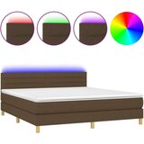  Krevet box spring s madracem LED tamnosmeđi 160x200 cm tkanina | shoptok.hr