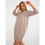 Fashionhunters Basic dark beige sweatshirt dress made of cotton Salerno