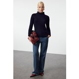 Trendyol Navy Blue Soft Texture Knit Detail Stand Collar Knitwear Sweater Cijene
