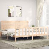 vidaXL Okvir kreveta s uzglavljem 200 x 200 cm od masivnog drva | shoptok.hr