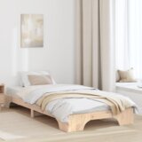 vidaXL Posteljni okvir Naravna barva Trdno borovo les 90 x 190 cm | Shoptok.si