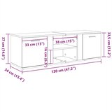 TV ormarić siva boja hrasta 120 x 34 x 37 cm konstruirano drvo | shoptok.hr
