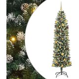  Umjetno vitko božićno drvce Zelena i bijela 210 cm - 210 cm s LED-ima i zlatnim/brončanim kuglicama | shoptok.hr