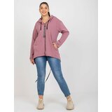Fashion Hunters Dusty pink plus size zip up hoodie with ribbing Cene