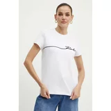 Karl Lagerfeld Bombažna kratka majica ženska, bela barva, 245W1706