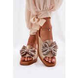 Boto Women's Wedge Sandals With Bow Gold Moonzella | Shoptok.si