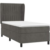 Box spring krevet s madracem tamnosivi 90x200 cm baršunasti | shoptok.hr