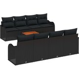 9-dijelni set vrtnog namještaja s jastučićima crni poliratan akacija 2-sjedna vrtna sofa s jastučićima crni poliratan  9-dijelni set vrtnog namještaja s jastučićima crni poliratan akacija 2-sjedna vrtna sofa s jastučićima crni poliratan Slike