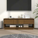 Maison Chic TV omarica - TV stojalo - Televizijska omarica medeno rjava 110,5x34x40 cm trdna borovina, (21699222) | Shoptok.si