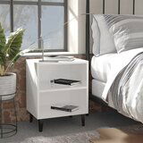 The Living Store Nočna omarica s kovinskimi nogami bela 40x30x50 cm - Nočna Omarica, (21433210) | Shoptok.si