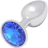 Sunfo - metalni analni čep s plavim kamenom (srebrni) | shoptok.hr