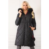 Dewberry Z6646 N WOMEN'S COAT WITH FUR POMPOMS-BLACK Cijene