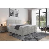MID.YOU POSTELJA BOXSPRING 180 cm x 200 cm , kovina, umetna masa, tekstil, karton, leseni material svetlo siva Cene