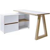 MID.YOU KOTNA PISALNA MIZA leseni material bela, barve hrasta | Shoptok.si