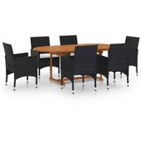  7-dijelni vrtni blagovaonski set od poliratana crni | shoptok.hr