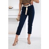 Kesi Włoski Punto trousers with belt navy blue Cijene