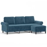  Trosjed s tabureom plavi 180 cm baršunasti | Eponuda.com