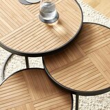 Premium Living set klubskih mizic can, črna kovina, bambus, 3-Delno | Shoptok.si