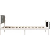  Krevetna konstrukcija s uzglavljem Svijetlo siva 90 x 190 cm Bijela | Shoptok.si
