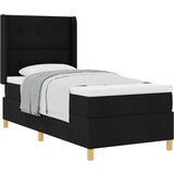 vidaXL Postelja s podnožjem in vzmetnico Črna 80x200 cm Tkanina | Shoptok.si