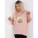 Fashion Hunters Dusty pink plus size blouse with 3/4 sleeves Alinne Cene