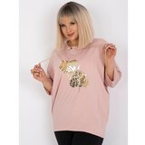 Fashion Hunters Dusty pink plus size blouse with 3/4 sleeves Alinne Cene