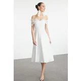Trendyol Bridal A-Cut White 3D Tulle Detailed Wedding / Wedding Elegant Evening Dress