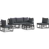  Sjedeća garnitura za vrt s jastukom 6 pcs Crna Aluminij | shoptok.hr