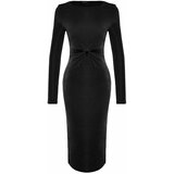 Trendyol Black Fitted Knitted Window/Cut Out Detail Dress Cene