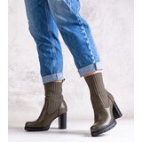 Gemre Green heeled ankle boots made of eco leather Asera | Shoptok.si