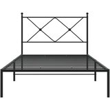 vidaXL Kovinski posteljni okvir z vzglavjem črn 100x190 cm | Shoptok.si