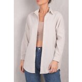 armonika Women's Light Blue Striped Oversize Long Basic Shirt Cene