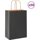 vidaXL Papirnate vrečke 50 kosov z ročaji črne barve 15x8x21 cm | Shoptok.si