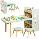 Ginger Home Dječji aktivni stol 3 u 1 s 2 stolčića, senzorne kade za pijesak i vodu, bijela i crna ploča, 102x50,5x80 cm | shoptok.hr