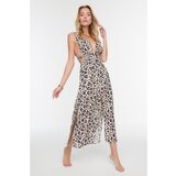Trendyol Leopard Patterned Slit Detailed Viscose Beach Dress Cene