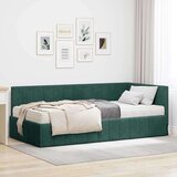 vidaXL Kotna postelja z vzmetnico Temno zelena 100 x 200 cm Žamet, (5000069948) | Shoptok.si