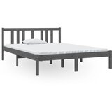 Maison Chic Posteljni okvir - Dvoposteljna postelja - Zakonska postelja siv iz trdnega lesa 135x190 cm-J15068, (21775713) | Shoptok.si