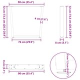  Noge za blagovaonski stol V-oblika 3 kom antracit 90 x (72-73,3) cm čelik | shoptok.hr