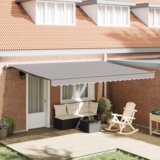 vidaXL samodejna retraktibilna tenda svetlo siva 450x300 cm, zamenjava tkanine za tendo 4,5x3 m svetlo siva | Shoptok.si
