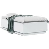  The Living Store Posteljni okvir z LED lučkami bel 75x190 cm inženirski les - Posteljni Okvir, (21441671) Cene