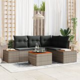vidaXL 5-delni vrtni kavč set z blazinami siva pletenina acacia | Shoptok.si