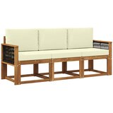 vidaXL Zunanja garnitura za sedenje z blazino 3 pcs Naravna in smetana, (5000280531) | Shoptok.si