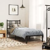 Maison Chic Kovinski Posteljni okvir - Enojna postelja - Postelja za odrasle z vzglavjem črn 75x190 cm, (21694163) | Shoptok.si