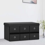 vidaXL Sklopiva klupa za pohranu crna 76x38x38 cm od umjetnog platna | shoptok.hr