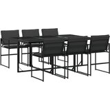  7-dijelni vrtni blagovaonski set s jastucima crni od tekstilena | Eponuda.com