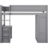 Lumor Postelja z mezzanine 90x200 cm - Multifunkcionalna otroška postelja - Opremljena z omaro in pisalno mizo - Iz masivnega bora, (22155664) | Shoptok.si