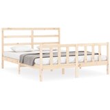 The Living Store Posteljni okvir z vzglavjem 160x200 cm trden les - Posteljni Okvir, (21529813) | Shoptok.si